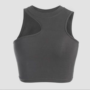 Grey Asymmetrical Crop Top 2XL